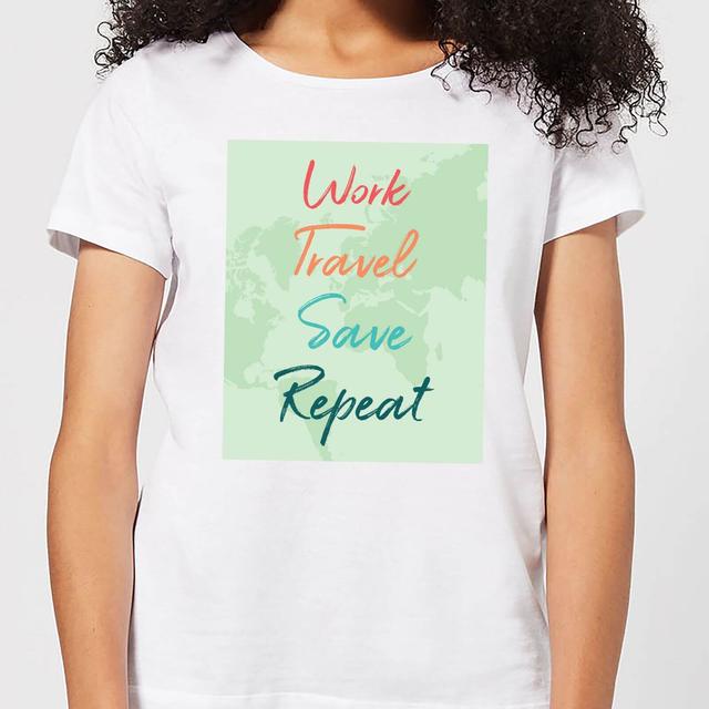 Work Travel Save Repeat Background Women's T-Shirt - White - XL - Weiß on Productcaster.