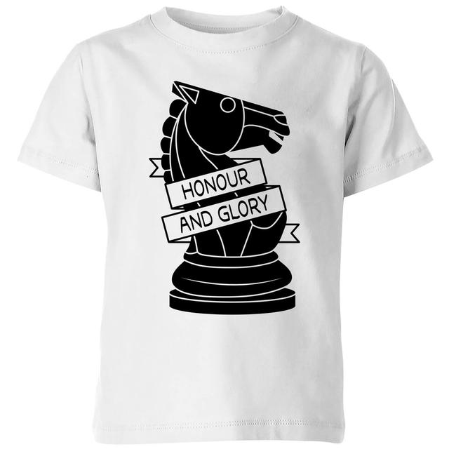 Knight Chess Piece Honour And Glory Kids' T-Shirt - White - 9-10 Jahre - Weiß on Productcaster.