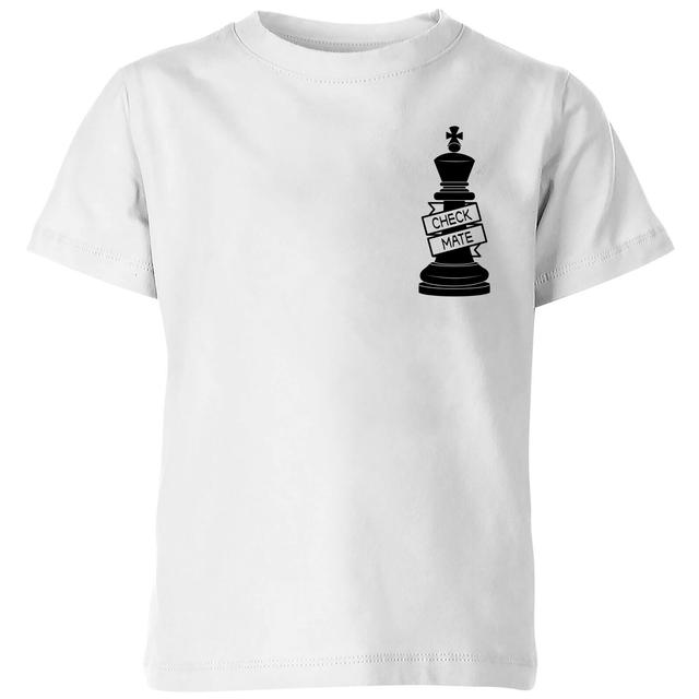 King Chess Piece Check Mate Pocket Print Kids' T-Shirt - White - 7-8 Jahre - Weiß on Productcaster.