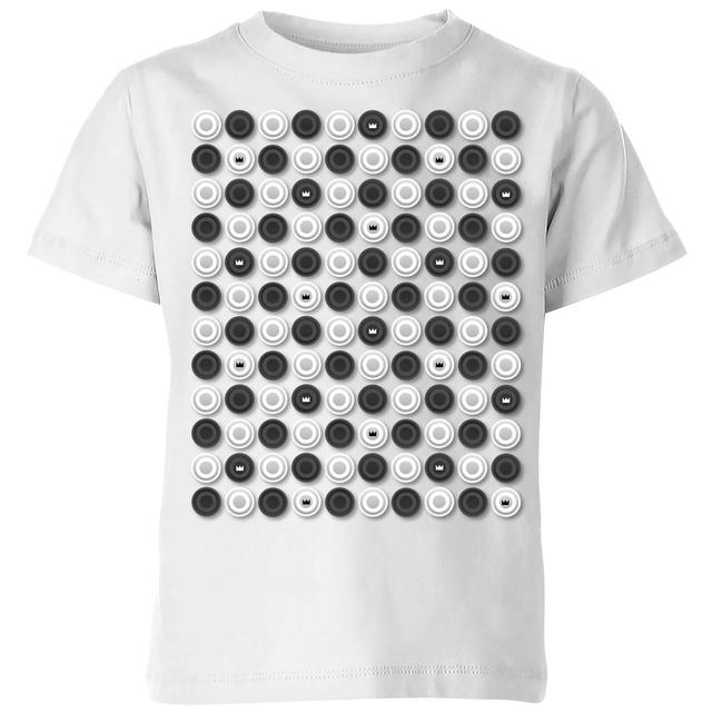 Monochrome Checkers Pattern Kids' T-Shirt - White - 3-4 Jahre - Weiß on Productcaster.