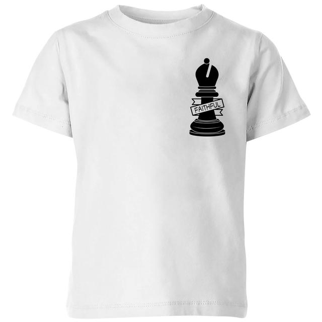 Bishop Chess Piece Faithful Pocket Print Kids' T-Shirt - White - 11-12 Years - White on Productcaster.