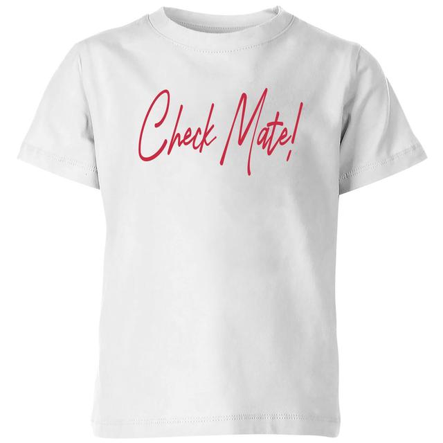 Check Mate! Script Text Kids' T-Shirt - White - 3-4 Jahre - Weiß on Productcaster.