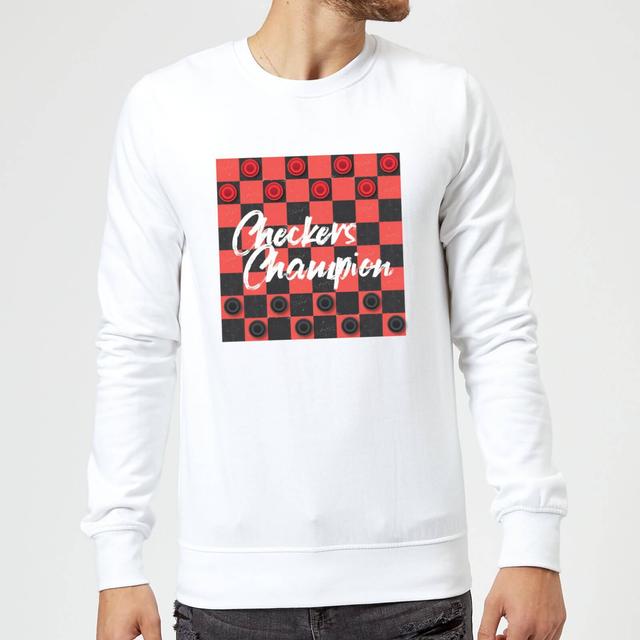 Checkers Board With Text Sweatshirt - White - L - White on Productcaster.