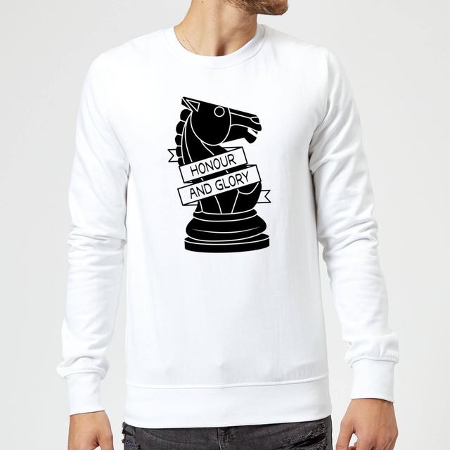 Knight Chess Piece Honour And Glory Sweatshirt - White - XXL - Weiß on Productcaster.