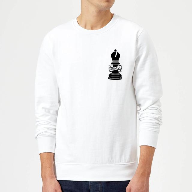 Bishop Chess Piece Faithful Pocket Print Sweatshirt - White - M - Weiß on Productcaster.