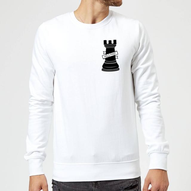 Rook Chess Piece Hold Fast Pocket Print Sweatshirt - White - M - Weiß on Productcaster.