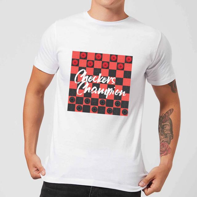 Checkers Board With Text Men's T-Shirt - White - 5XL - Weiß on Productcaster.