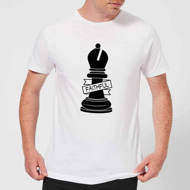 Bishop Chess Piece Faithful Men's T-Shirt - White - L - White on Productcaster.