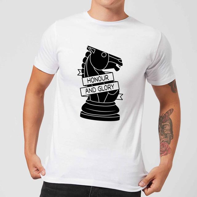 Knight Chess Piece Honour And Glory Men's T-Shirt - White - S - Weiß on Productcaster.