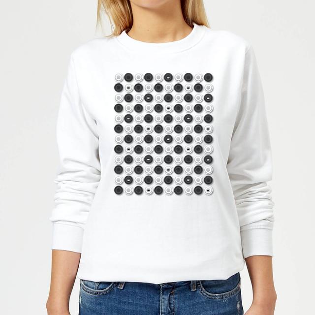 Monochrome Checkers Pattern Women's Sweatshirt - White - M - White on Productcaster.