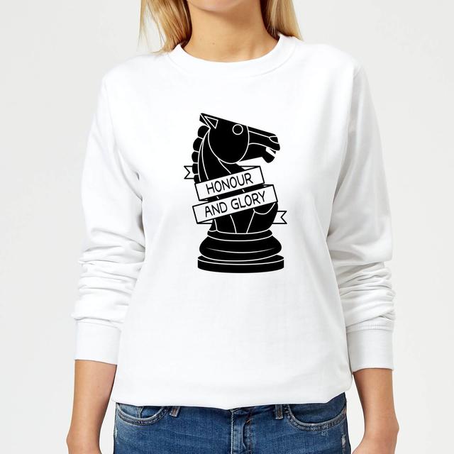 Knight Chess Piece Honour And Glory Women's Sweatshirt - White - L - Weiß on Productcaster.