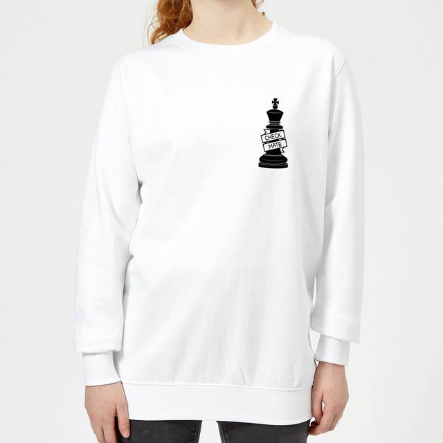 King Chess Piece Check Mate Pocket Print Women's Sweatshirt - White - XS - Weiß on Productcaster.