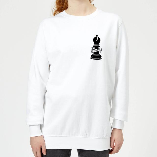 Bishop Chess Piece Faithful Pocket Print Women's Sweatshirt - White - XL - White on Productcaster.