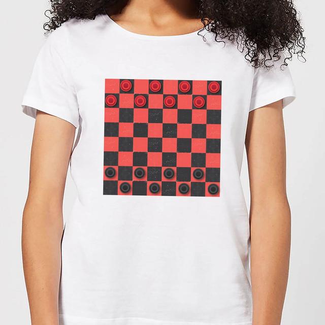 Red Checkers Board Women's T-Shirt - White - L - Weiß on Productcaster.