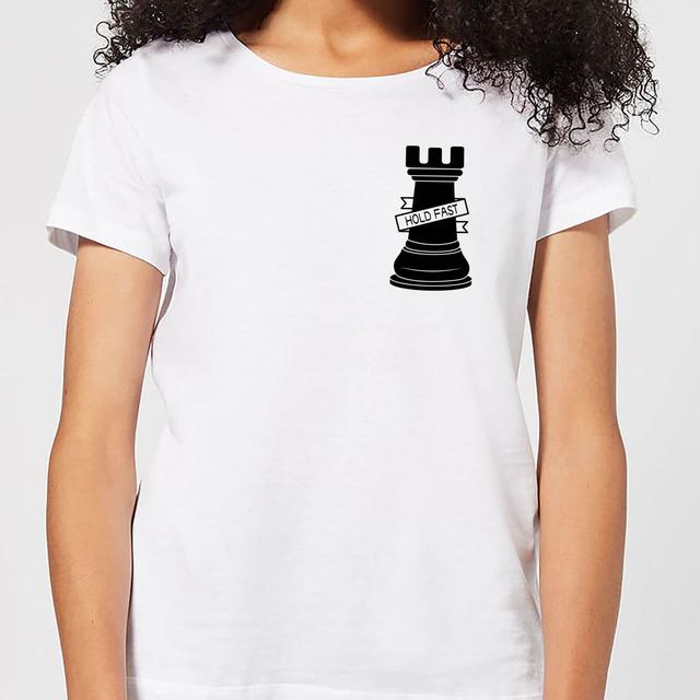 Rook Chess Piece Hold Fast Pocket Print Women's T-Shirt - White - L - White on Productcaster.