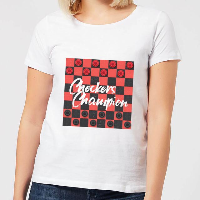 Checkers Board With Text Women's T-Shirt - White - M - Weiß on Productcaster.