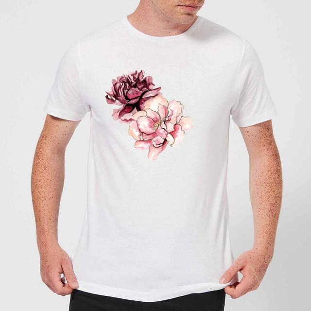 Pink Flowers Men's T-Shirt - White - L - Weiß on Productcaster.