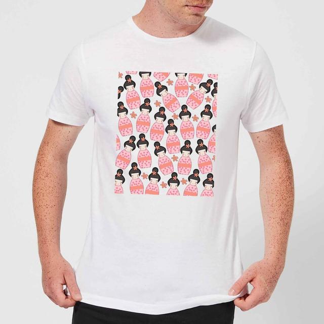 Pink Geisha Scattered Pattern Men's T-Shirt - White - XL - Weiß on Productcaster.