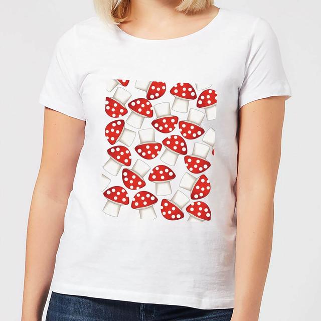 Mushroom Pattern Women's T-Shirt - White - XXL - Weiß on Productcaster.