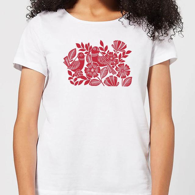 Folk Bird Graphic Women's T-Shirt - White - M - White on Productcaster.