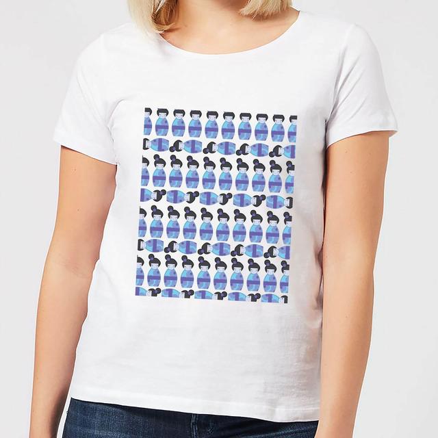 Night Time Geisha Block Pattern Women's T-Shirt - White - XL - Weiß on Productcaster.