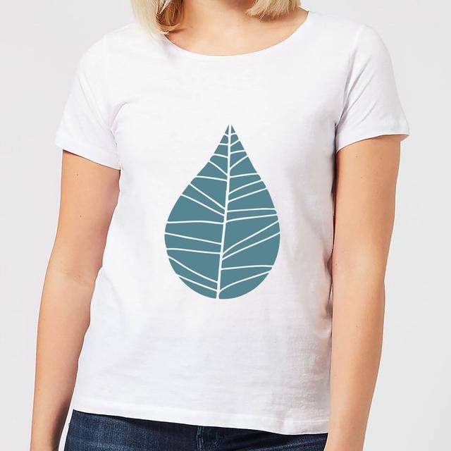 Plain Turquoise Leaf Women's T-Shirt - White - XL - Weiß on Productcaster.