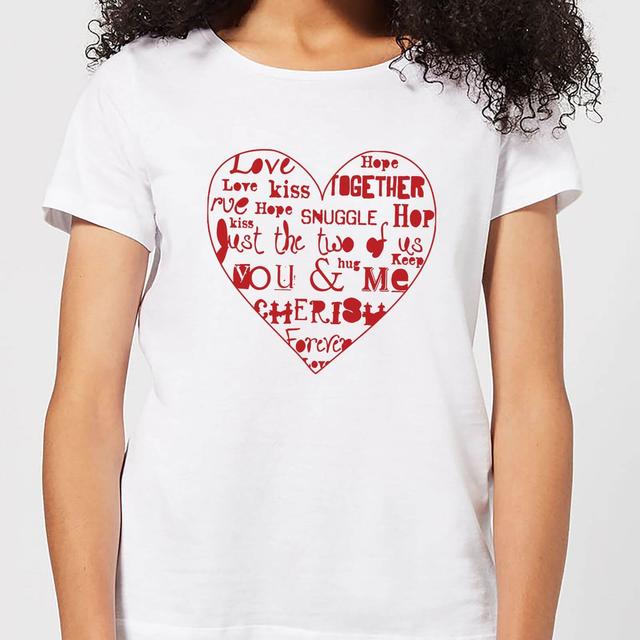 Love Dovey Words Heart Outline Women's T-Shirt - White - L - White on Productcaster.