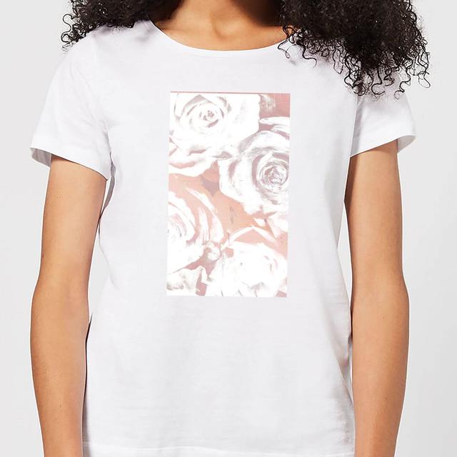 White Rose Print Women's T-Shirt - White - S - White on Productcaster.