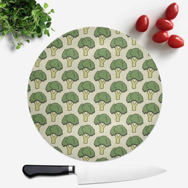 Cooking Broccoli Pattern Round Chopping Board on Productcaster.