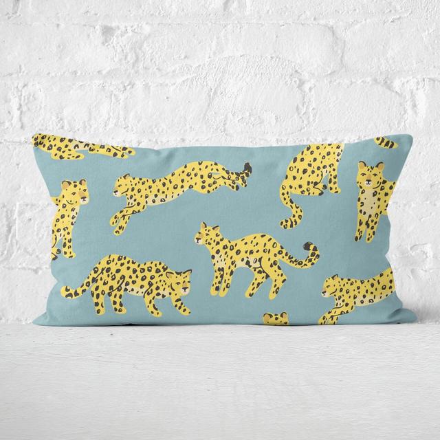 Blue Cheetah Print Rectangular Cushion - 30x50cm - Soft Touch on Productcaster.