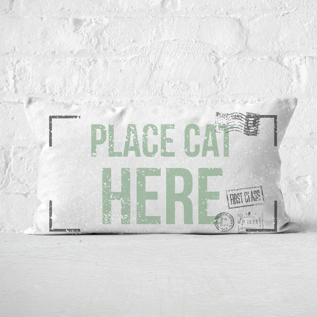 Place Cat Here Rectangular Cushion - 30x50cm - Soft Touch on Productcaster.