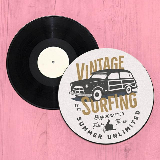 Vintage Surfing Handcrafted Fresh Tunes Record Player Slip Mat on Productcaster.