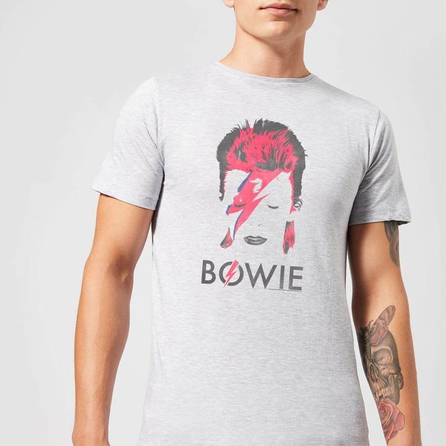 David Bowie Aladdin Sane Distressed Men's T-Shirt - Grey - L on Productcaster.