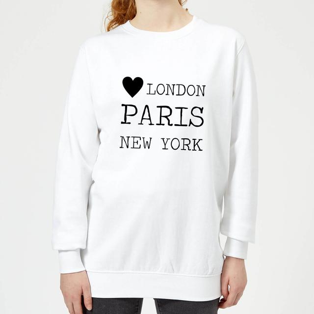 Love Heart London Paris New York Women's Sweatshirt - White - M - Weiß on Productcaster.