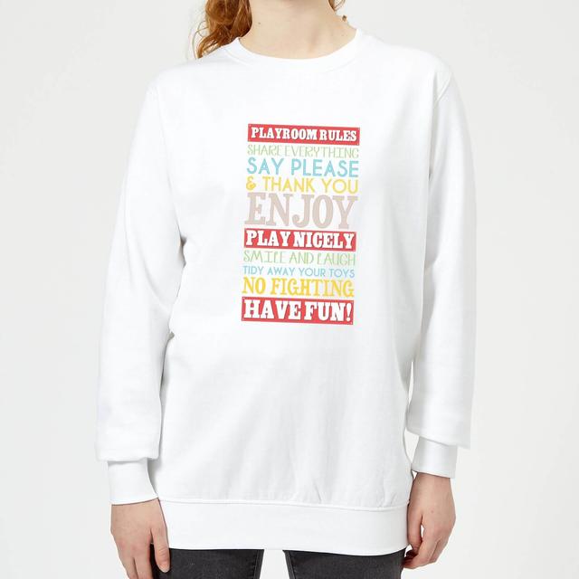 Playroom Rules Red Banner Women's Sweatshirt - White - XXL - Weiß on Productcaster.