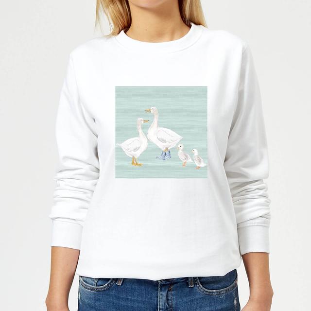 Goose Family Background Women's Sweatshirt - White - M - Weiß on Productcaster.