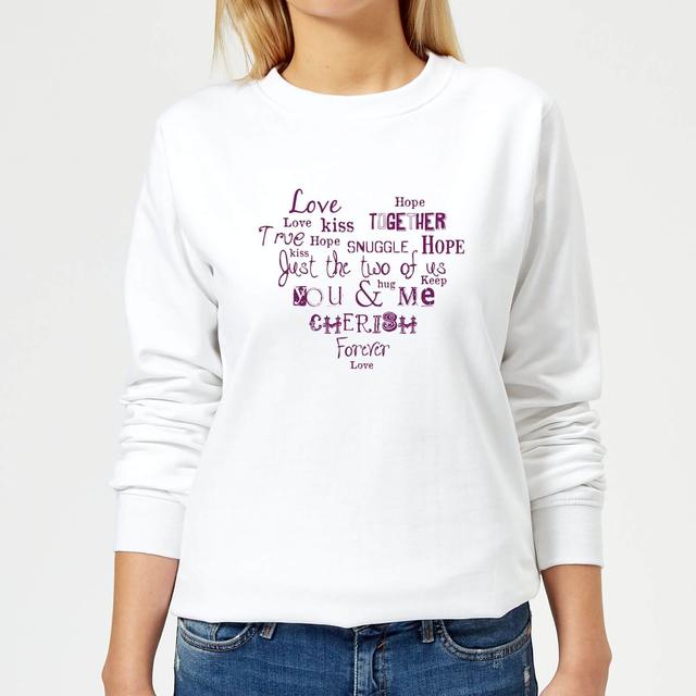 Love Dovey Words Heart Shape Women's Sweatshirt - White - XS - Weiß on Productcaster.