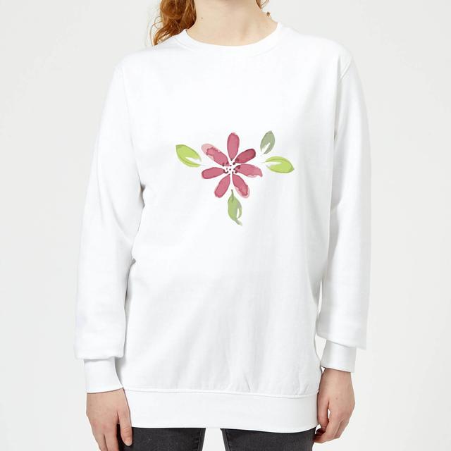 Pink Flower 1 Women's Sweatshirt - White - L - Weiß on Productcaster.