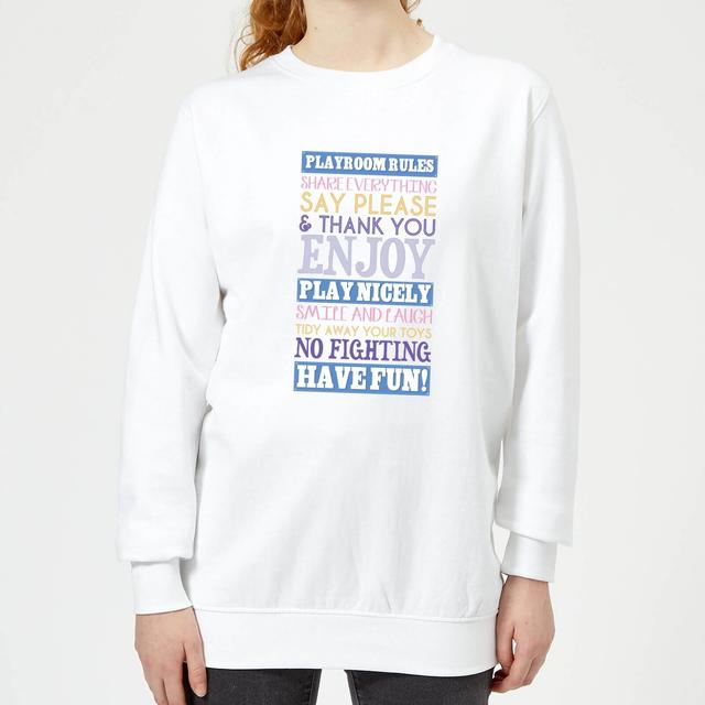 Playroom Rules Blue Banner Women's Sweatshirt - White - S - Weiß on Productcaster.