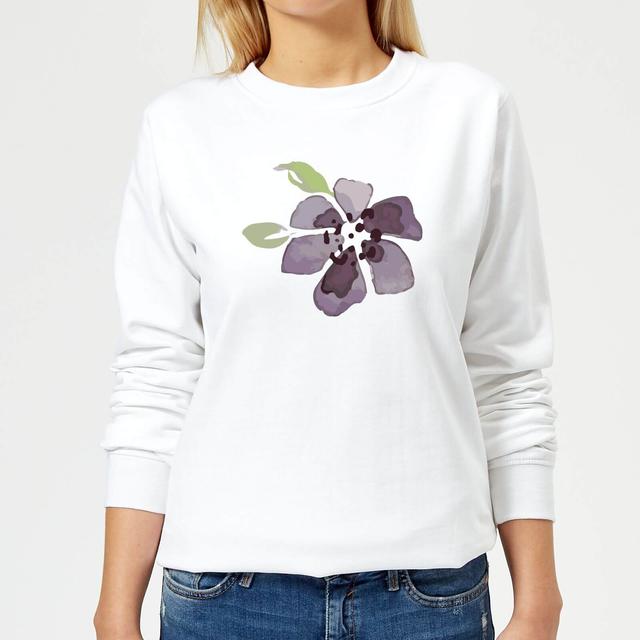 Purple Flower 1 Women's Sweatshirt - White - XXL - Weiß on Productcaster.