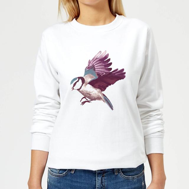 Blue Tit In Flight Women's Sweatshirt - White - M on Productcaster.