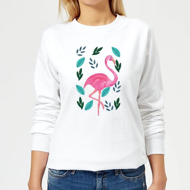 Flamingo And Leaves Women's Sweatshirt - White - L - Weiß on Productcaster.