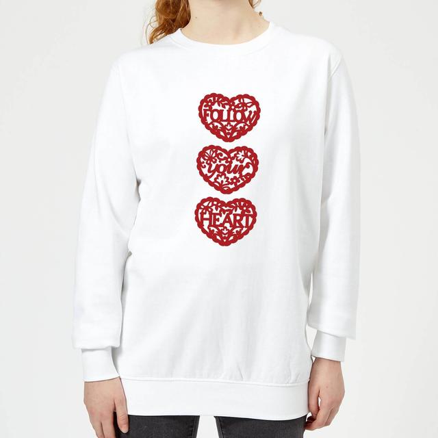 Follow Your Heart Red Cut Out Women's Sweatshirt - White - L - Weiß on Productcaster.