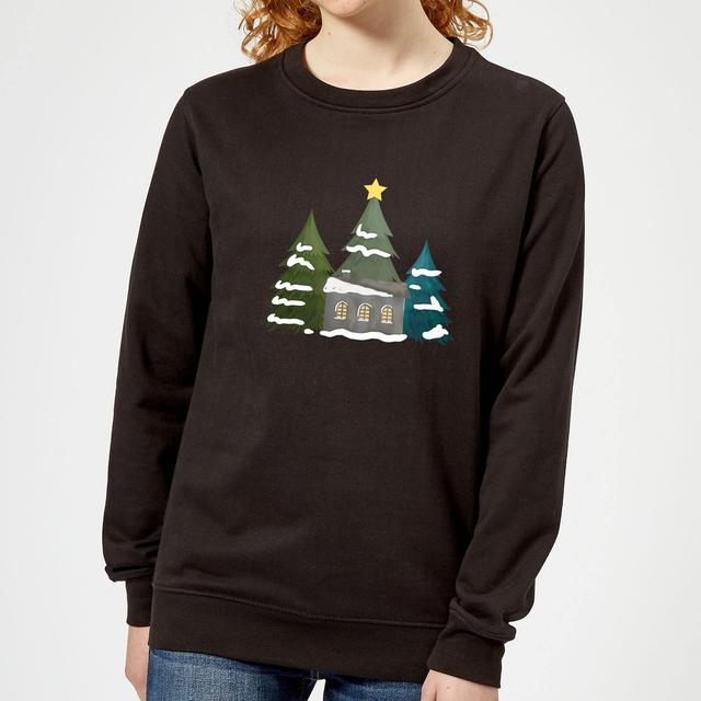 Cabin And Trees Women's Christmas Jumper - Black - S on Productcaster.