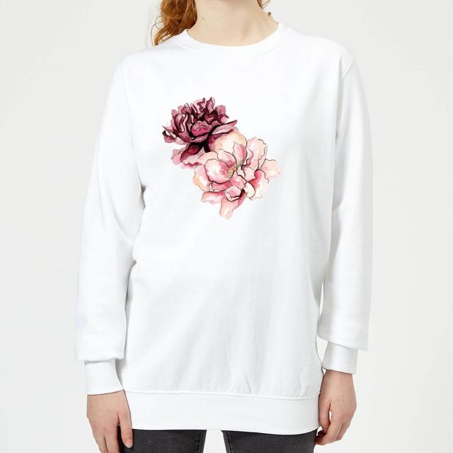 Pink Flowers Women's Sweatshirt - White - M - Weiß on Productcaster.