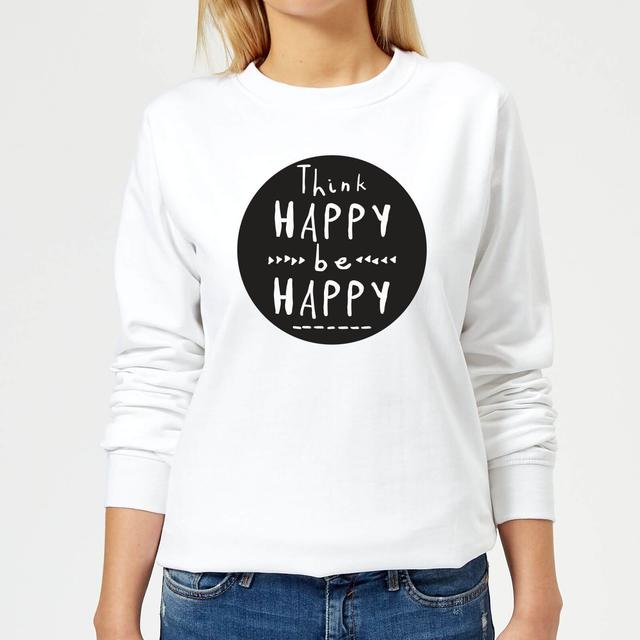 Think Happy Be Happy Circle Women's Sweatshirt - White - XL - Weiß on Productcaster.