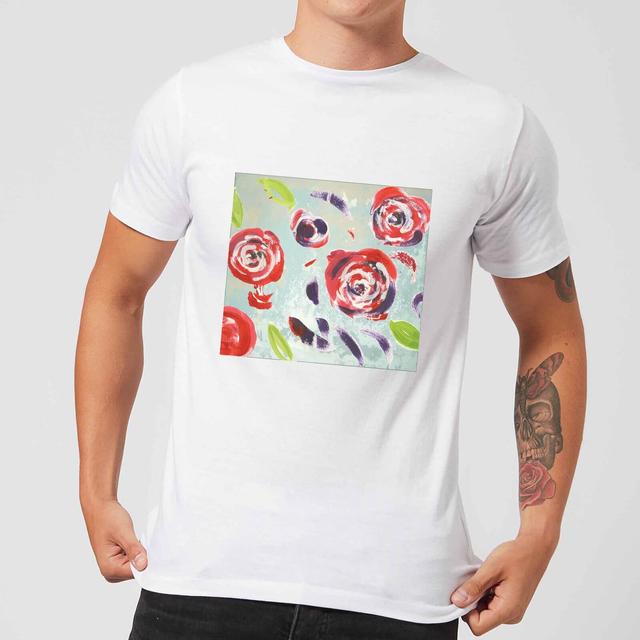 Candlelight Acrylic Painted Flowers Men's T-Shirt - White - XXL - Weiß on Productcaster.