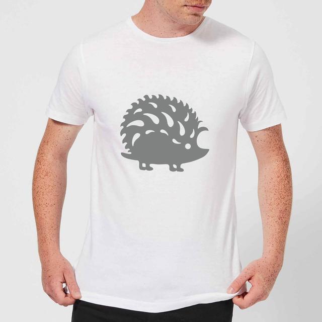 Candlelight Folk Silhouette Hedge Hog Cutout Men's T-Shirt - White - S - Weiß on Productcaster.