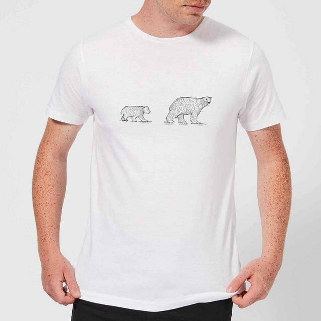 Candlelight Mum And Cub Polar Bear Men's T-Shirt - White - L - White on Productcaster.