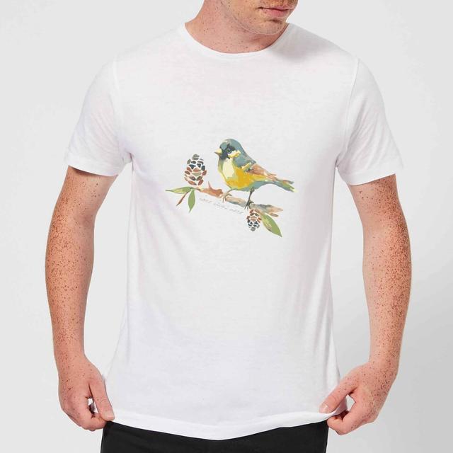 Candlelight Blue Tit On Pine Cone Branch Men's T-Shirt - White - XL - Weiß on Productcaster.